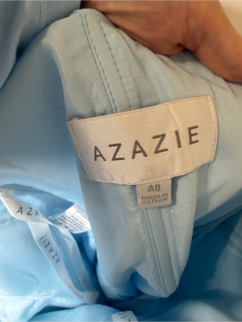 Azazie Light Blue Chiffon Flutter Sleeve Maxi Dress A8 - Picture 6 of 6